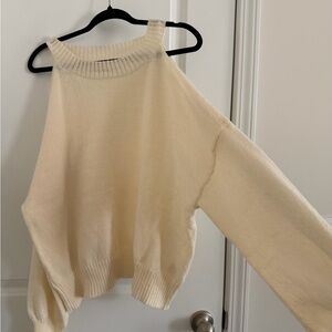 SHEIN Cream Off-Shoulder Knit Sweater